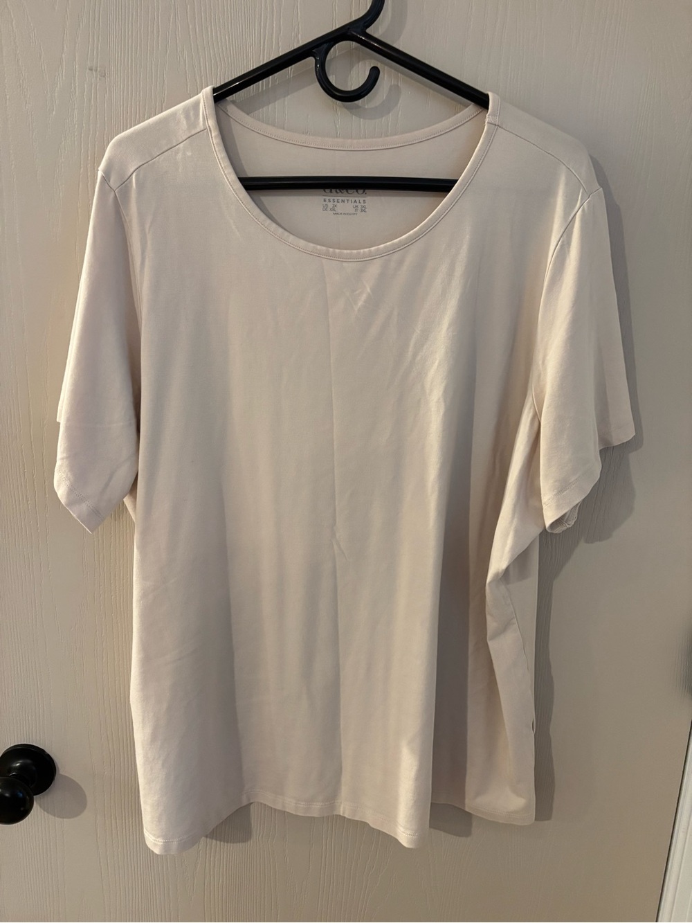 Denim &.Company Short Sleeve Cream Tee 2X